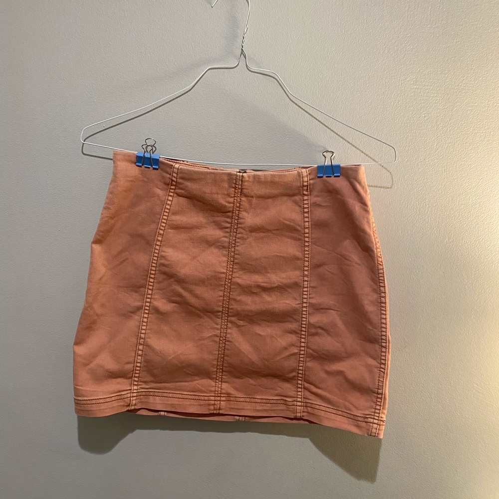 free people pink jean skirt